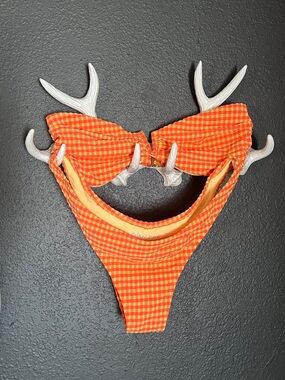 Kulani Kinis Orange Gingham Bandeau Bikini